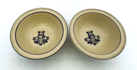 Village Pattern Pfaltzgraff Two Soup Cereal Bowls Castle USA Mark Yellow... - $16.71