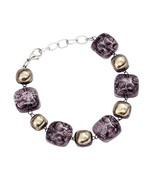 Brown Bracelet Handmade Czech Glass with Platinum Rim Original Design 15... - $104.27 CAD