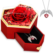 Mothers Day Gifts for Mom from Daughter Son, Preserved Real Rose with Angel Wing - £15.93 GBP