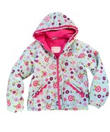Hanna Andersson Girls Multi Pink Gray Floral Winter Coat Ski Jacket 14/16 - £30.13 GBP