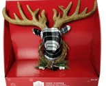 Holiday Time Plaid Deer Buck Head 12 in Christmas Tree Topper Rustic Cab... - $22.99
