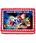 MARIO BROS and SONIC THE HEDGEHOG Image Edible cake topper decoration - $6.95+