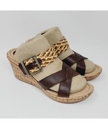 BOC Born Concept Womens Sz 8 M Leather Sandals Cork Shoes 3 Heels New - £41.10 GBP