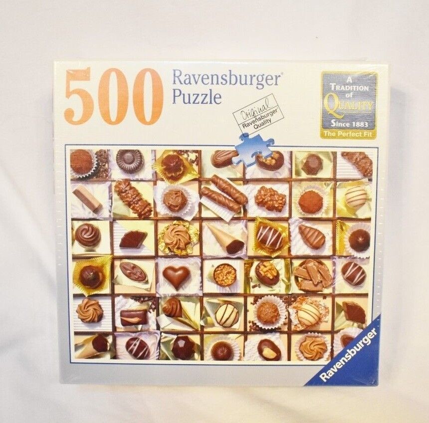 Primary image for Ravensburger Puzzle 500 Pc Chocolate Collage Rare # 821303 19 1/3" 14 1/4 Sealed