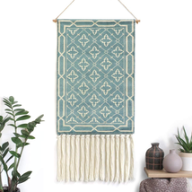 Macrame Woven Wall Hanging Tapestry- Boho Chic Bohemian Home Decor Geometric Art - £21.40 GBP
