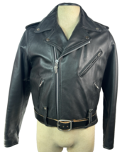 Harley-Davidson Black Leather Motorcycle Jacket Biker Coat Size 44 Regular - $247.50