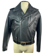 Harley-Davidson Black Leather Motorcycle Jacket Biker Coat Size 44 Regular - $247.50