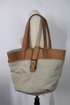 Vtg LL Bean Brown Canvas Leather Purse Shoulder Bag Tote - £25.70 GBP