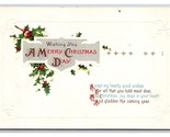Merry Christmas Day Holly Poem Embossed DB Postcard Z5 - £2.30 GBP
