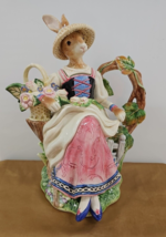 Vintage Fitz &amp; Floyd Old World Rabbits Teapot &amp; Lid 5 Cup 11 1/2 in Disc... - $193.86