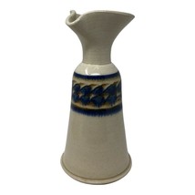 Vintage Wine Carafe Pottery Decanter Blue Stoneware Signed Artist Rhoades - $26.66