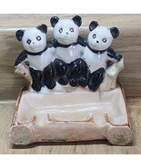 Vintage Japan Ceramic Trinket Dish Adorable Panda Bear Trio See Pictures - €10,73 EUR