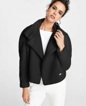 MSRP $130 Inc Cropped Puff-Sleeve Jacket Deep Black Size Small - £28.91 GBP