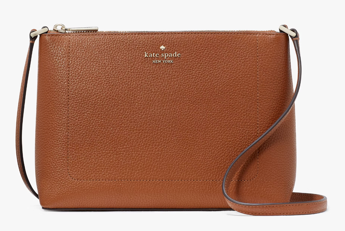 NWB Kate Spade Leila Crossbody Bag Brown Pebbled Leather Purse KG464 Gift Bag FS