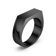 Flat Top Classic Simple Smooth Stainless Steel Ring Vintage Male Jewelry Accesso - £10.62 GBP