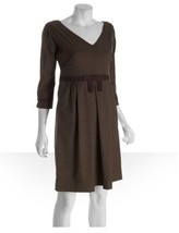 Vintage MARC JACOBS Chocolate Melange Wool V Neck Dress w pockets sz 2 - $69.29