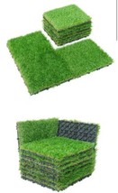 9 Sq Ft  Artificial Grass Turf Tiles Rug Interlocking 12&quot;x12&quot; Soft Easy Install - £29.18 GBP