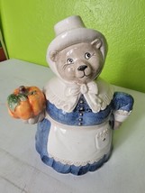 Fitz And Floyd Omnibus Cookie Jar Thanksgiving Pilgrim Woman Bear Japan ... - $117.60