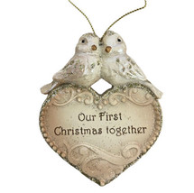 Kurt Adler Our First Christmas Birds Heart Ornament Beige White 3.25 in - £6.22 GBP