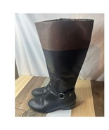 Ralph Lauren Boots Womens Size 6 S Black Brown Makaila-W Cow Leather Riding - $24.09