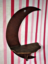 Charming Vintage 1950&#39;s Waning Crescent  Moon Wooden Curio Wall Mount Sh... - £22.18 GBP