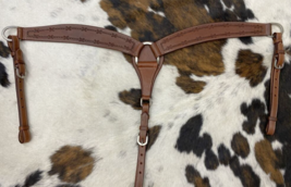 Western Saddle Horse Heavy Duty Breast Plate Collar Barbwire Tooled Brn ... - £35.80 GBP