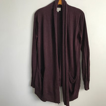 Aritzia Wilfred Cashmere Cardigan M Burgundy Sleeve Open Draped Front - £32.47 GBP