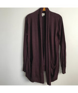 Aritzia Wilfred Cashmere Cardigan M Burgundy Sleeve Open Draped Front - £31.82 GBP