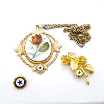 Vintage American Legion Jewelry Lot, Auxiliary Blue Star Lapel Pin Roses Brooch - £75.45 GBP