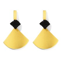 WYBU Newest Style Golden Sector Pendant Drop Earring For Women 3D Black Square C - £6.58 GBP