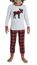 New Eddie Bauer Kids Unisex Holiday Family Pajama Sleep Set Red Plaid Moose Sz 6 - £11.86 GBP
