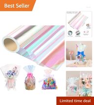 Iridescent 82 Ft Gift Wrapping Cellophane - Rainbow Colors for Parties &amp;... - $22.72