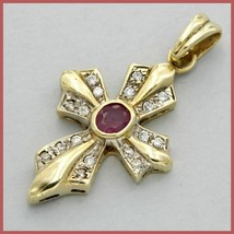 925Silver Gold Plated Simulated Ruby  Cross Pendant Women 2.50Ct - £77.84 GBP