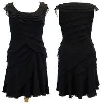 Adrianna Papell Plus Size 16 Cocktail Dress Tiered Ruffled Party LBD Sleeveless - £42.54 GBP