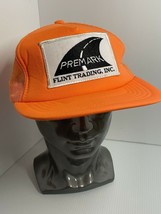 Bright orange trucker hat Premark Flint trading Snapback Vintage - £13.20 GBP