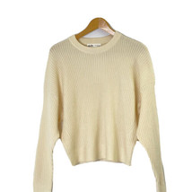 elodie Women&#39;s size XL Cropped Crewneck Sweater Ribbed Knit Ivory Off White - £27.84 GBP