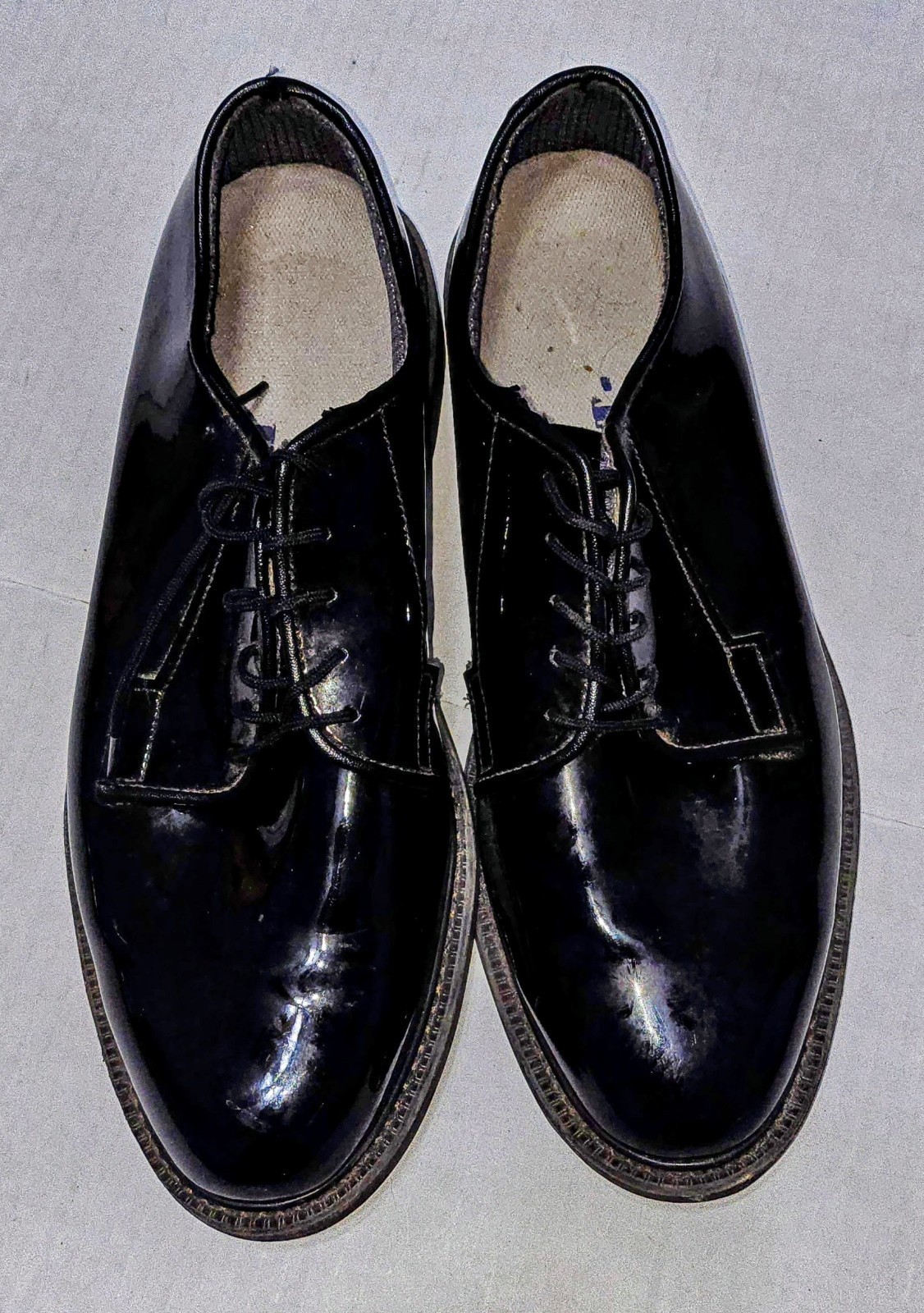 Bates High Gloss Military Dress Shoes 12-D-1017 Vibram Soles Mens 9E Wit... - $26.00