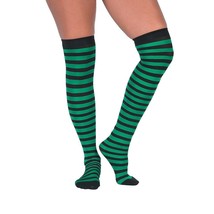 St Patrick&#39;s Green Stripe OVER-KNEE THIGH STOCKINGS Elf Leprechaun Costu... - $4.72