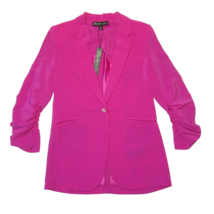 NWT Elizabeth &amp; James Heather Blazer in Fuchsia Pink Ruched Sleeve Crepe... - £57.55 GBP