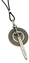 Viking Sword Rune Necklace Pendant Shield Triskele Norse Heathen Corded Beaded  - £9.65 GBP