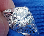 EARTH MINED DIAMOND ORIGINAL Deco Engagement Ring Vintage PLATINUM Solit... - $15,860.25
