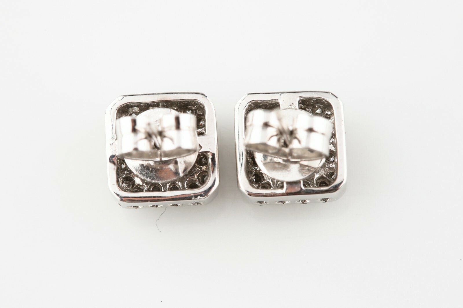 1.20 Ct Diamond Solitaire Stud Earrings with Accent Stones in 14k White Gold Item image 3