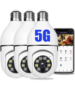 3Pcs E27 Light Bulb Camera , 2.4Ghz &amp; 5G 1080P Wifi Wireless Security Ca... - £35.36 GBP