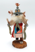 Vintage Native American Kachina Dancer 7&quot; Mud Head Wood, Fur &amp; Feathers Signed - £26.67 GBP