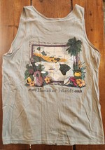 Vintage Hawaiian Islands Graphic Muscle Shirt Tank Top Tan Color XL Hawaii - £14.78 GBP