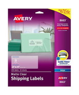 Avery Matte Clear Shipping Labels, Sure Feed Technology, Inkjet, 2&quot; x 4&quot;... - $40.27 CAD