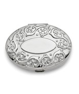 Silver-Tone Oval 2-Section Pillbox with Mirror - £10.40 GBP