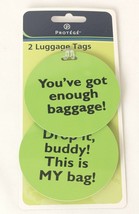 2 Luggage Identification Name Tags 3 Inch Diameter Humorous Green - £4.27 GBP