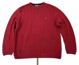Chaps Sweater Mens 2XL Red Pullover Long Sleeve Knit Crew Neck Sweat Shirt - £22.42 GBP