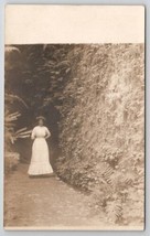 RPPC Lovely Edwardian Woman Posing Near Tunnel Cave Real Photo Postcard S28 - £7.95 GBP